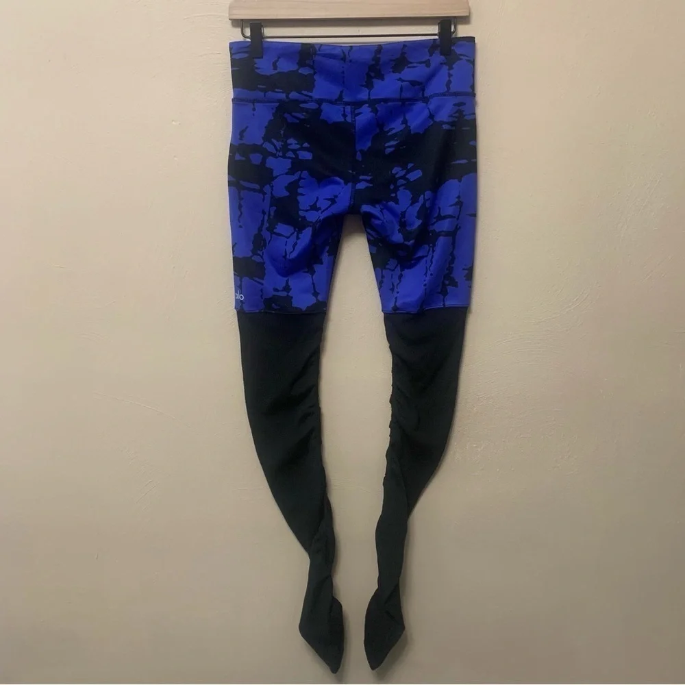 ALO Yoga Goddess Ribbed Legging Blue Black Tie Dye Size Small